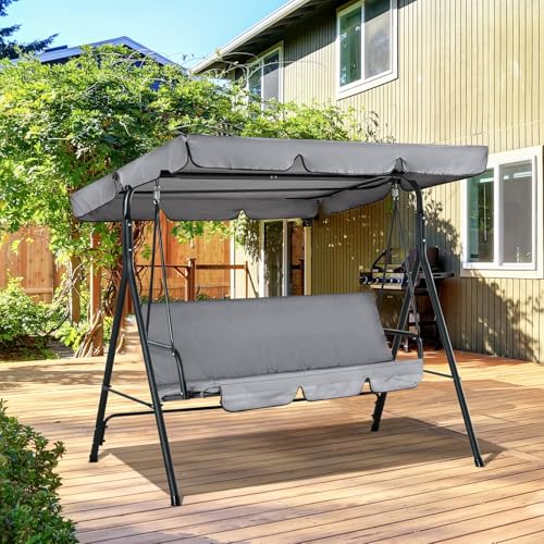 Copertura di ricambio per dondolo da giardino, a 2 e 3 posti, baldacchino di ricambio per altalena, per patio, veranda e giardino (195 x 125 cm, grigio)