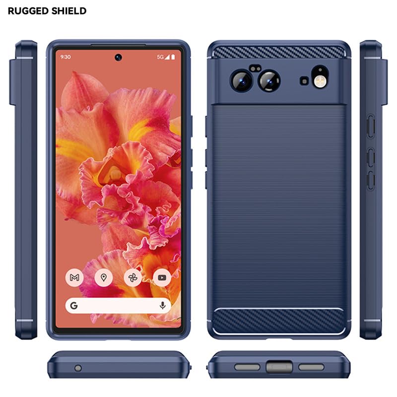 Image of Hybrid Carbon Fiber Back Case for Google Pixel 6 (Blue)