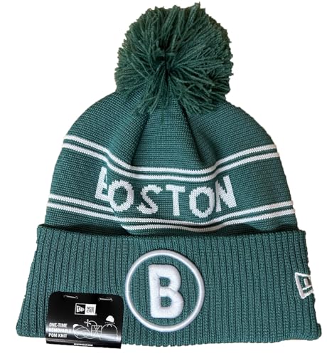 New Era MLB Mens Team Logo Cuffed Knit Pom Hat (US Alpha One Size Boston Red Sox - City Connect)