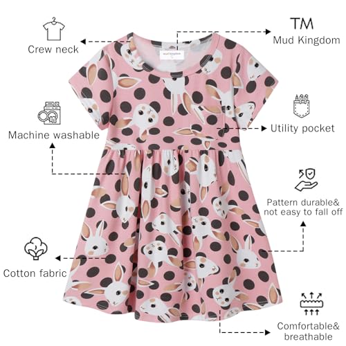 Mud Kingdom Girls Easter Dress Cute Bunny Short Sleeve Crewneck Cotton Casual2