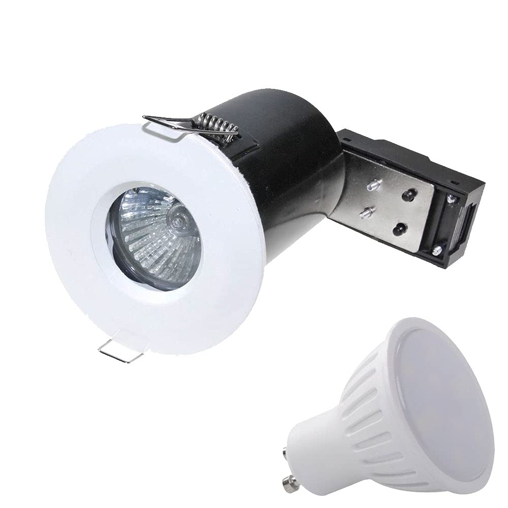 Manningham Lighting White Gu10 Led Fire Rated Downlight Cool Recessed Ceiling Ip65 Waterproof Bathroom Shower Lighting