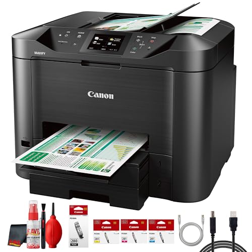 Image of Canon MAXIFY MB5420 Small Office All-in-One Inkjet Printer for Business Documents, Schoolwork, Daily Printing and Easy Setup (0971C002) + Printer Cable + Cleaning Kit + More (8pc Bundle)