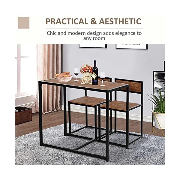 HOMCOM 3 Pcs Table Stool Set Industrial Design w/Steel Frame MDF Panels Living Room Bar Modern Furniture - Image 7