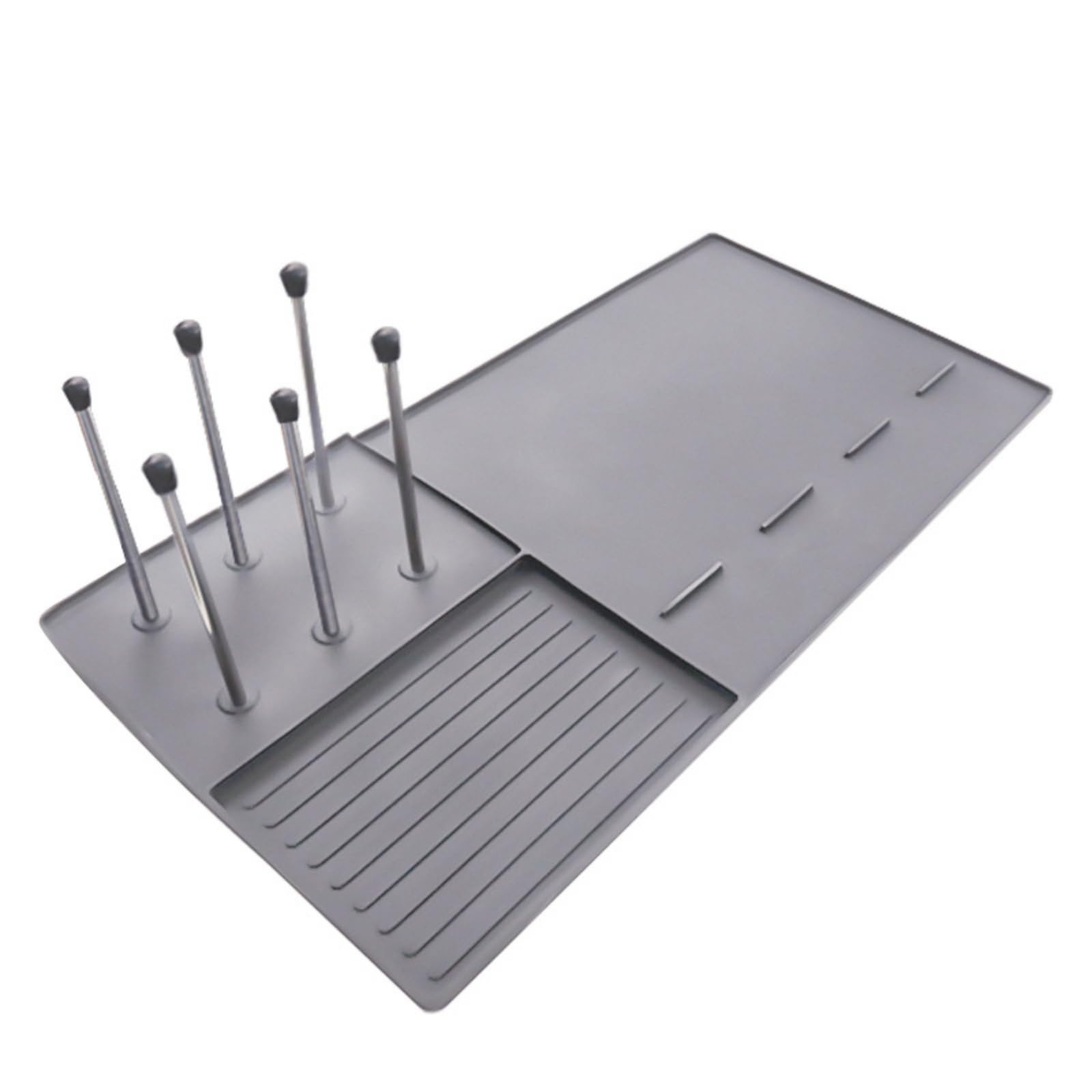 Tappetino Frigo in Silicone Vassoio Antiscivolo Sottopentola Sottobicchiere con Canaline di Drenaggio Verticali per Tazze Protegge Piani da Condensa, color to 1, Grigio