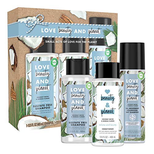 Love Beauty And Planet Get The Look With Dry Shampoo Gift Set Coconut Water & Mimosa Flower Vegan, Paraben-free, Silicone-free, Cruelty-free 3 Count