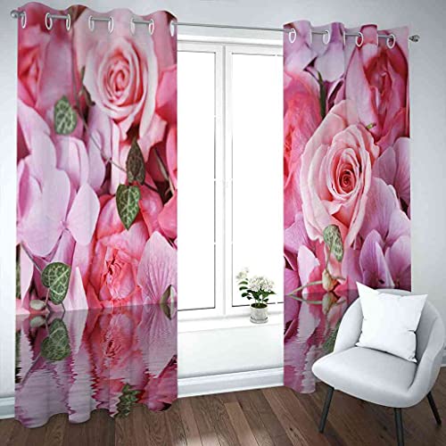 Rideau occultant rose d'eau 200x160 cm à oeillets isolant phonique - 4