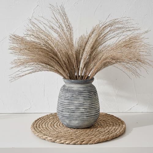 SIDUCAL Ceramic Rustic Farmhouse Flower Vase, Pottery Decorative Flower Vase