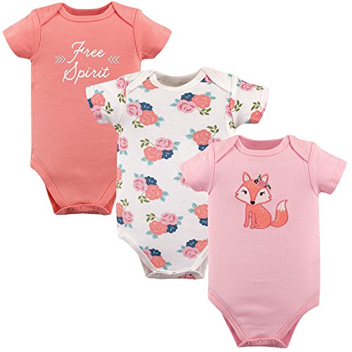Hudson Baby Cotton Short Sleeve Bodysuits, 3 Pack Shirt