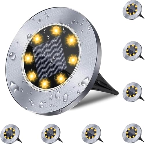 8-Pack 4.6" Waterproof Solar Garden & Pathway Lights