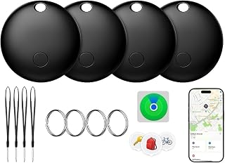 Air Tracker Tags-4 Pack,Smart Trackers, Item Locator Tags Works with Apple Find My | iOS Only | Replaceable Battery | Water-Resistant | Item Finder for Key, Luggage, Backpack, Bike