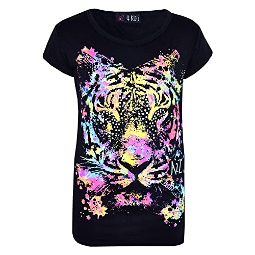 Girls Top Tiger Face Print Stylish Fashion Trendy T Shirt New Age 7-13 Years2