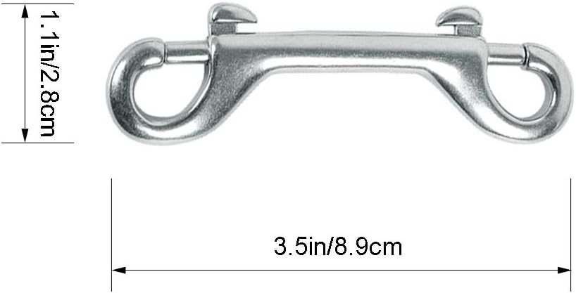 5 Pack 3.5’’ Double Ended Bolt Snaps Hook Zinc Alloy Trigger Chain Metal Clips Key Holder for Water Bucket Pet Feed Bucket Agricultural Equine Home Dog Leash Garage Use, Nickel Plated, Silver