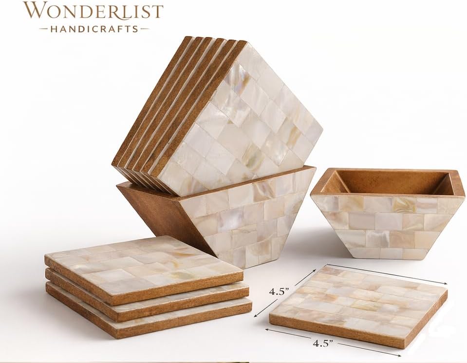 Mother of Pearl Bathroom Accessories Designer Bath Ensemble 100% Handmade Toothpaste Holder/Soap Dispenser/Soap Dish (Coaster)