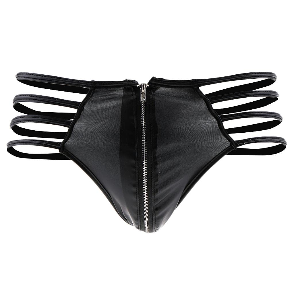 jazzy pearls Men Black PU Leather Thong Front Zip T Back Underwear Underpants|Clothing Shoes & Accessories | Mens Clothing | Underwear-picture-23