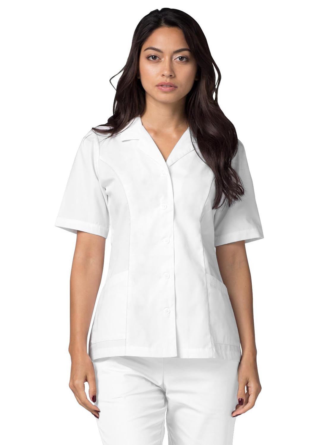 Adar Universal Scrubs for Women - Lapel Collar Buttoned Scrub Top