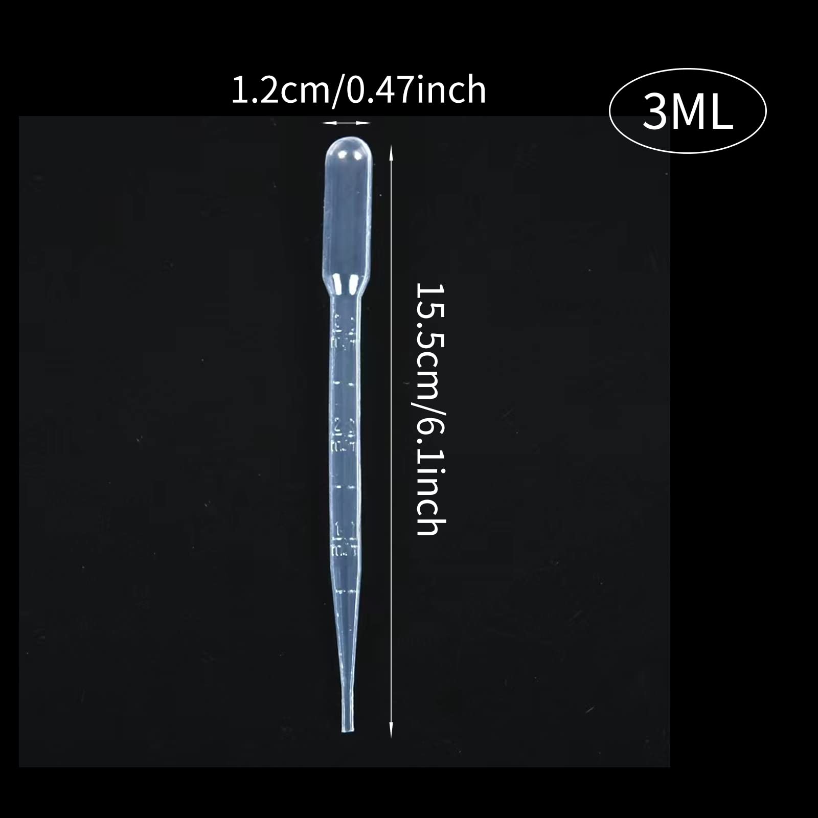 200 Piezas 3ml Pipetas con Escala, Transparente Vpipetas Plastico, Pipeta para Laboratorio