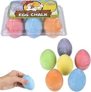 Chochkees 6-Pack Easter Egg Chalk, Sidewalk Chalk for Kids, Easter Basket Stuffers Gifts Fillers, Perfect For Easter Egg Hunt, Party Favors, 2.5" Inch