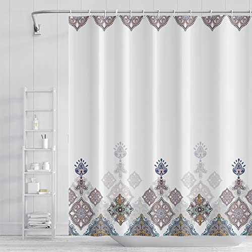 Umpoo Boho Bathroom Shower Curtain Colorful Floral Pattern Exotic Paisley Damask Print Design Shower Curtains For Home Decorative Waterproof Polyester Fabric Bath Curtain With Hooks, 48X72 Inch #TOP1