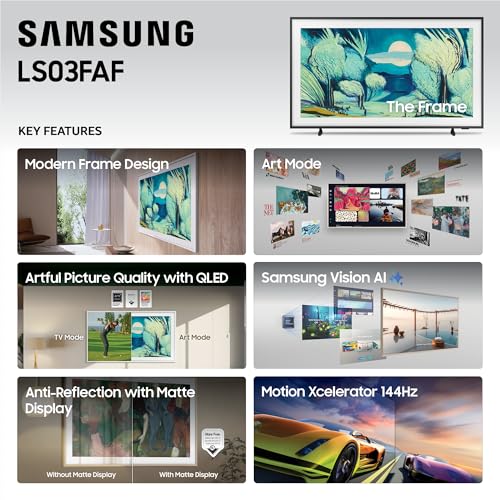 Image of Samsung 43-Inch Class The Frame LS03F 4K QLED Smart TV (2025 Model) Slim Fit Wall Mount, Modern Frame Design, NQ4 AI Gen2 Processor, Art Mode, Artful Picture Quality, Samsung Vision AI, Alexa Built-in