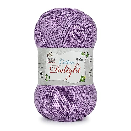 Image of Ganga Acrowools Cotton Delight, Dk Weight Cotton Yarn, Oekotex Class L Certified 100G, 169M COD023 Amethyst Smoke, Pink