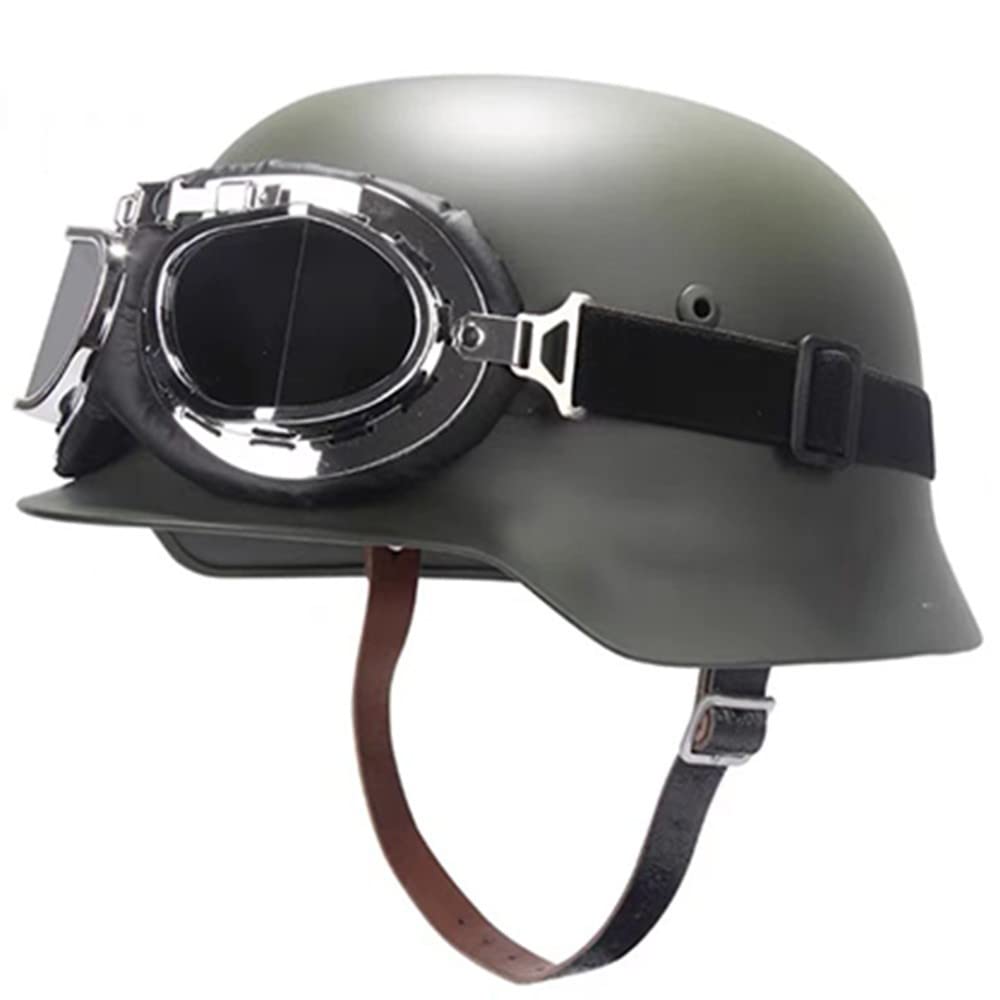 REMEK Zweiten Weltkrieg M35 Stahlhelm Mit Lederfutter/Goggles WW2 Deutscher M35 Helm Für Outdoor Taktischer WWII Militärische Ausrüstung