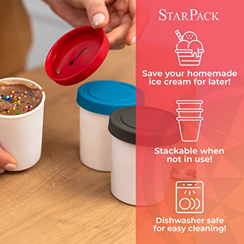 Starpack Portion Control Mini Ice Cream Containers For Homemade Ice Cream - Set Of 6 Ice Cream Storage Containers With Silicone Lids, Fit For Baby Food Freezer Storage, Meal Prep,& More! #TOP4