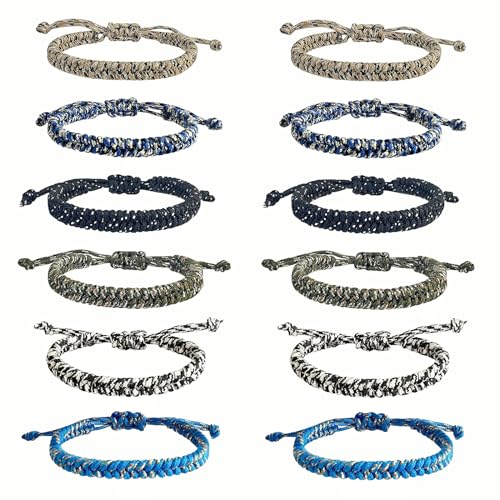 YANMIN 12 pcs Braided Friendship Bracelets for Teen Boys Adjustable Paracord Bracelets Handmade Goody Bag Stuffers Easter Basket Filler Tween Teenager Birthday Christmas Camping Party Favors
