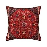 Poacnip Antique Persian Rug Red Pillow Covers Decorative Square Throw Pillowcase 18x18 Inch Couch Cushion Cover for Home Decor Living Room Bedroom College Dorm Bed Car Sofa