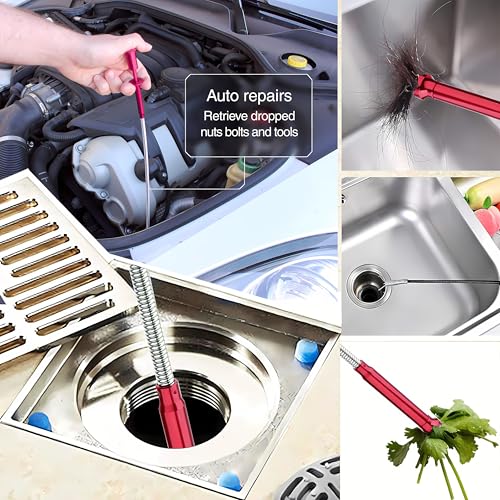 Flexible Magnetic Pickup Tool,Bendable Grabber Tool with 4 Claws & Strong Magnet – Flexible Claw Pick-Up Reacher for Narrow Spaces, Engine Bay, Sink, Drain, Jewelry, Keys, Metal Objects（28 Inch - Thumbnail 6