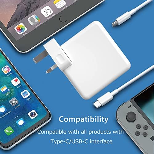 Mac Book Pro Charger USB C 96W, Fast Charger Compatible with MacBook Pro&Air 13'' 14' 15' 16 Inch, iPad 12.9/11 Inch and All USB-C Device, Included USB C to C Cable(6.57ft /2m)