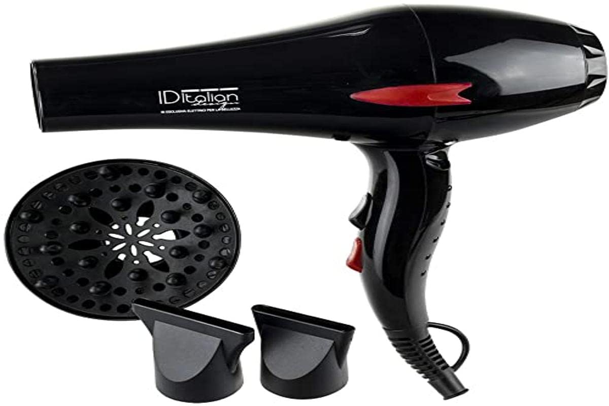 ID Italian Design Haartrockner – Professioneller Haartrockner mit Stylingdüse, 2200W, Dunkelgrau