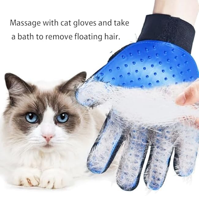 Zoocozy 2 in 1 Pet Hair Removal Glove for Cat Dog, Indoor Cat Grooming Gloves, Pet Washing Brush for Shedding Massage - Double-Sided Available(Dark Blue)-8lshbr7F