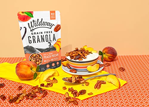 Wildway Keto, Vegan Granola | Peach Pecan | Certified Gluten Free Granola Breakfast Cereal, Low Carb Snack | Paleo, Grain Free, Non Gmo, No Added Sugar | 8Oz, 6 Pack #TOP2