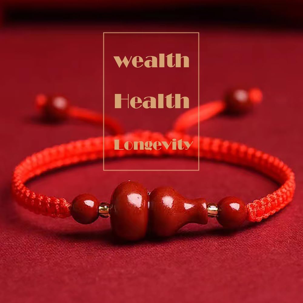 yautja Feng Shui Red String Protection Bracelet Handmade Traditional Kabbalah Adjustable Rope with Wu Lou Beads, Protection Against Evil Eye, Good Fortune, Health Charm,Wealth - Image 4