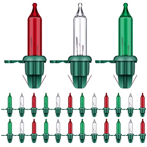 240 Pieces Christmas Light Replacement Bulbs 2.5 Volt Mini String Lights Bulbs Wire Light Bulb Replacements with White Bases for Christmas Indoor Outdoor Light Decorations (Red, Green and Clear) 240 Pieces Christmas Light Replacement Bulbs 2.5 Volt Mini String Lights Bulbs Wire Light Bulb Replacements with White Bases for Christmas Indoor Outdoor Light Decorations (Red, Green and Clear)