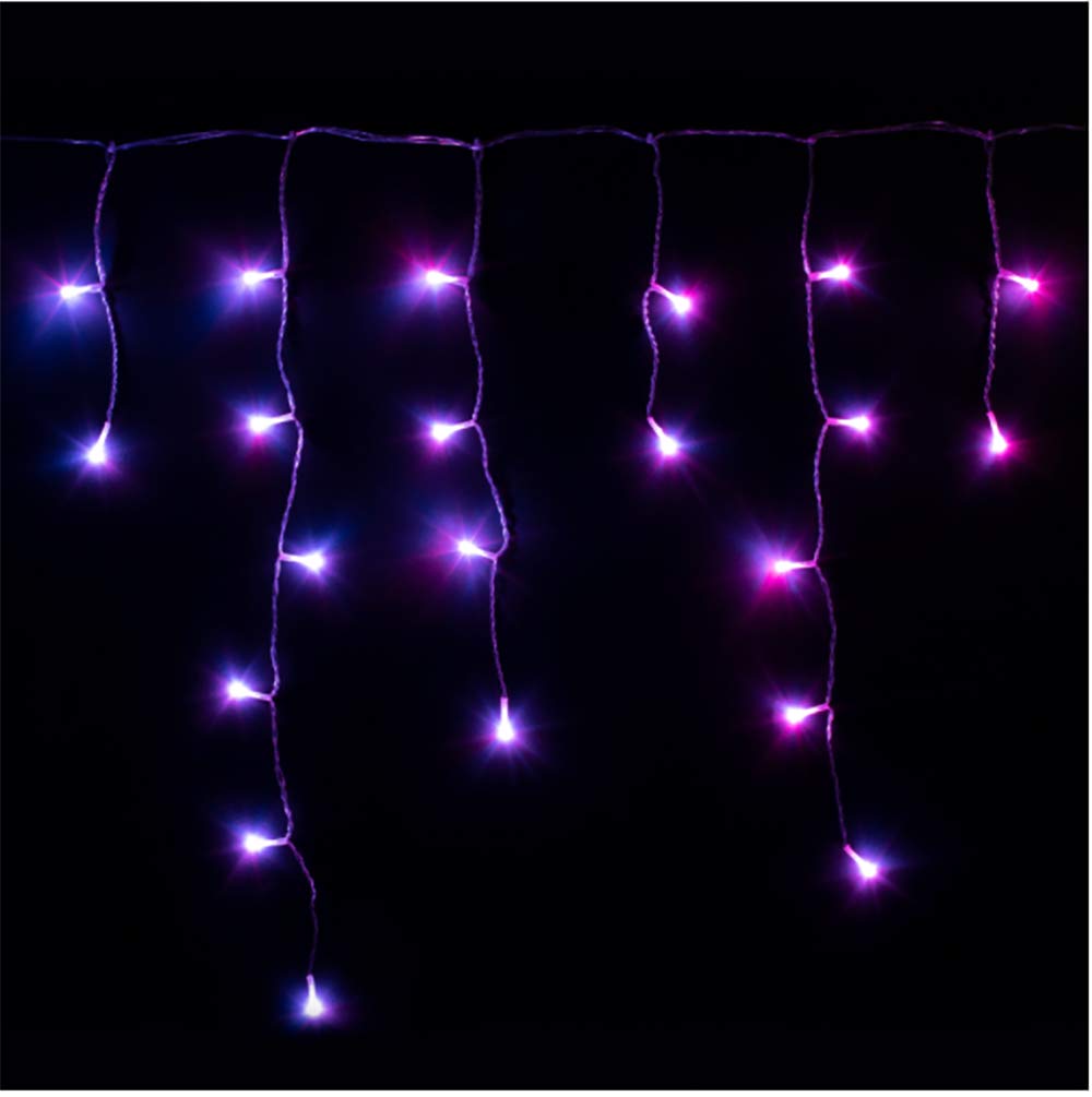 Twinkly Icicle 190 LED RGB, LED-Kaskadenlichter für Draußen und Drinnen, Smarte LED-Lichterkaskade RGB, Kompatibel mit Alexa, Google Home, IP44, App-Steuerung, Transparentes Kabel, 5.5m