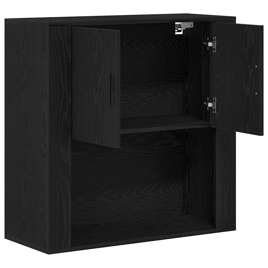 Meble ścienne dębowe czarne 80 x 33 x 80 cm z drewna inżynierskiego