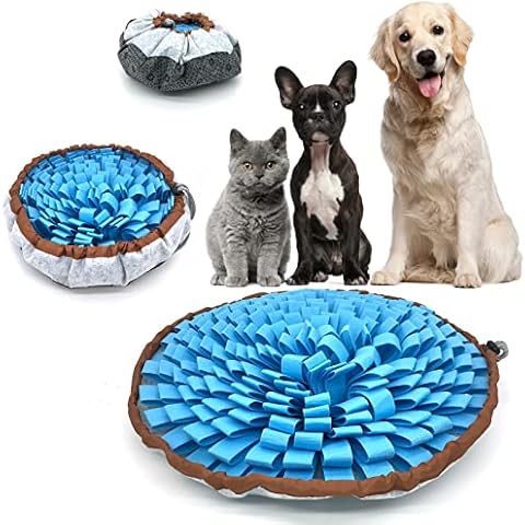 NEECONG Dog Snuffle-Mat Slow-Feeder-Bowl - Simulating Grassland for Boredom, Encourages Natural Foraging Skills for Pet, Treat Indoor Outdoor Stress Relief（Blue） Cover