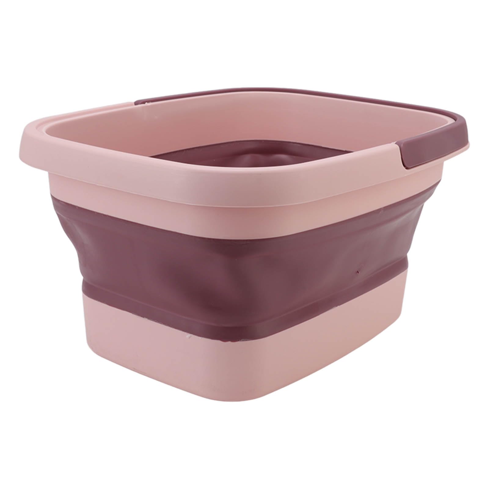 Cubo de masaje plegable de silicona para el hogar y los viajes, cuenca de spa portátil para la relajación (rosa)