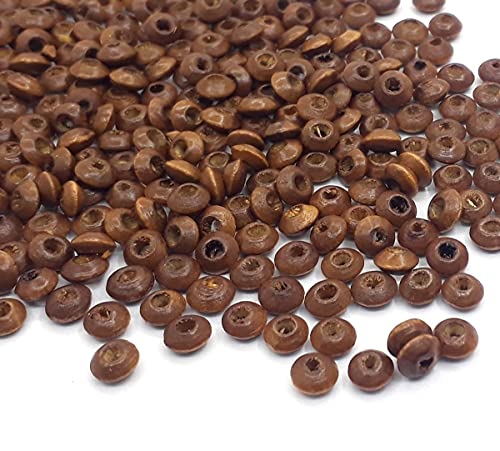 Perlin 1200 Pieces 5x3 mm Rondell Dark Brown Mini Spacer Wooden Beads for DIY Jewellery Making - Image 2