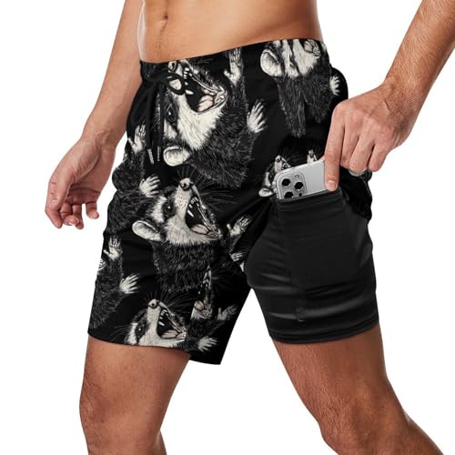 Funny Possum Men's Swim Trunks Quick Dry Bathing Suit Board Shorts with Compression Liner2