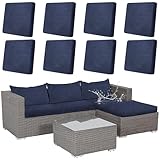 Kaxtde 8er-Set High Stretch Einzel-Sofabezug, Modern Einfarbig Sofaüberzug, Universal Wasserdicht Einzel Sofabezug für Einzelsofa, Clubsessel, Cocktailsessel（Marineblau）