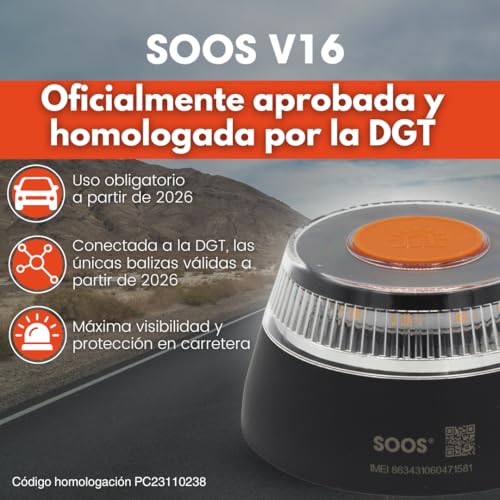 Luz de emergencia SOOS V16 oficialmente aprobada por la DGT, garantizando máxima visibilidad en carretera