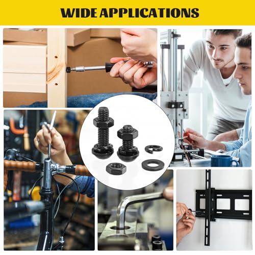 Image of 660PCS M4 Screws with Nuts Assortment Kit, M4-0.7 x 6 /8 /10 /12 /16 /20 /30 mm Hex Button Head Cap Bolts, Nuts & Washers Assorted Set - Grade 10.9 Alloy Steel Machine Screw, Black Zinc Plated