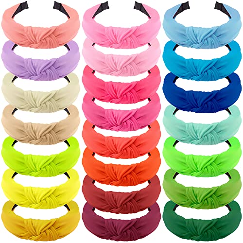 Siquk 22 Pieces Top Knot Headband For Womens Knotted Headbands Cross Knot Hair Headbands Wide Knot Headbands #TOP18