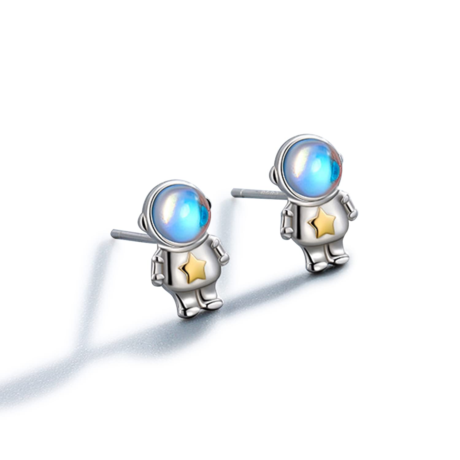 TIANBANGSHI Lovely Astronauts Star Studs Earrings Spaceman Star Moon Studs Earrings for Women Girls