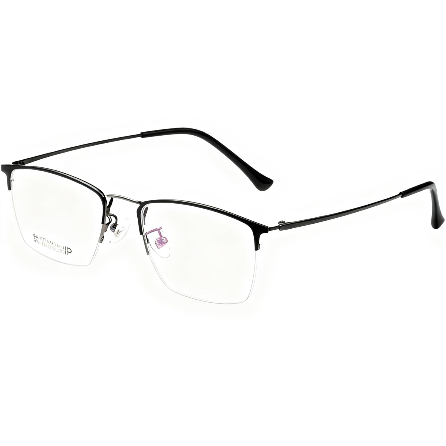 Titanium Semi Rimless Prescription Glasses Frame For Men,Ultra Lightweight Optical Eyewear Frames Demo Lens 53mm