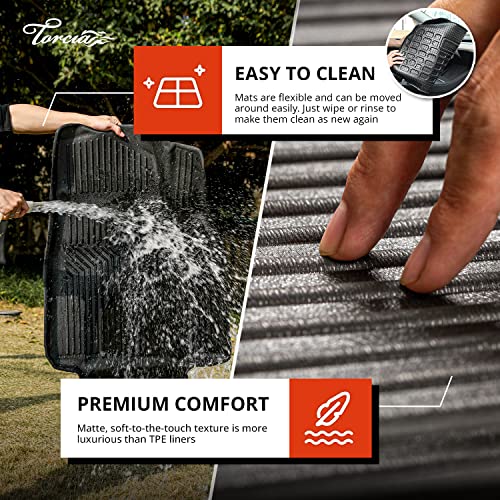 Torcia All-Weather Floor Mats Custom Fit for 2020-2023 Tesla Model Y(5 Seater) | 1st and 2nd Row | Car Floor Liners w/Ultra-High Density Spikes, Black - Image 6