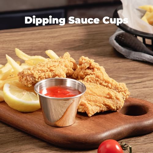 image for Fit Meal Prep [24 Pack 2.5 oz Stainless Steel Dipping Sauce Cups, Reus