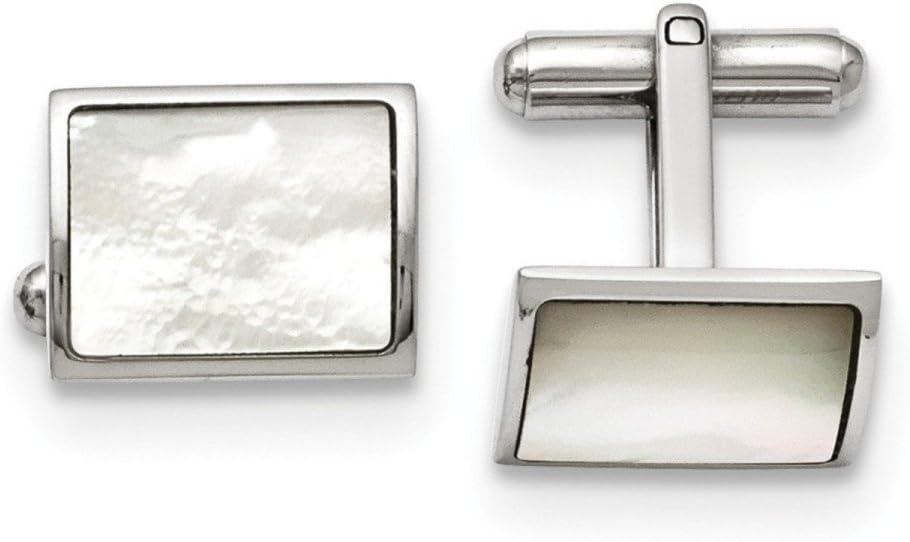 Stainless Steel Mother of Pearl Cuff Links, 17X13MM